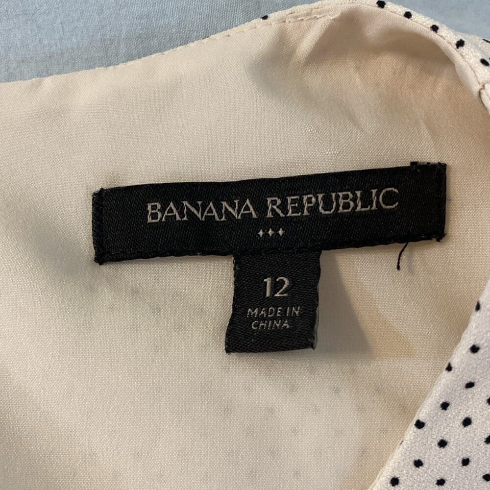 Banana Republic Factory Ivory Polka Dot Sheath Dress With Ruffle Hem Size 12 - Picture 4 of 10